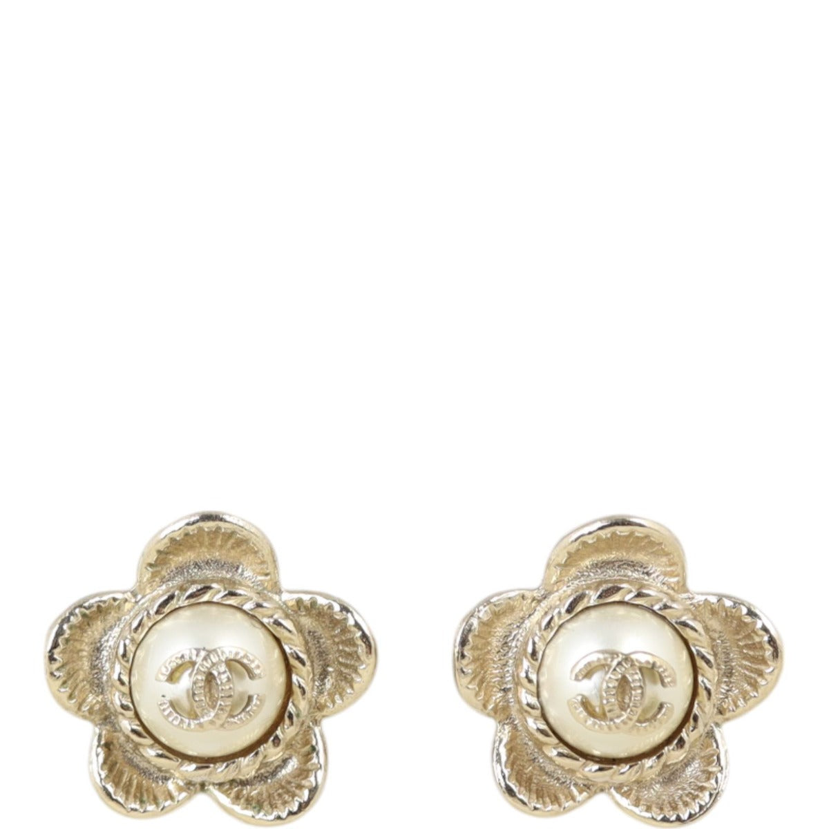 Chanel CC Flower Earrings