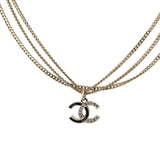 Chanel CC Resin Crystal Pendant Long Necklace