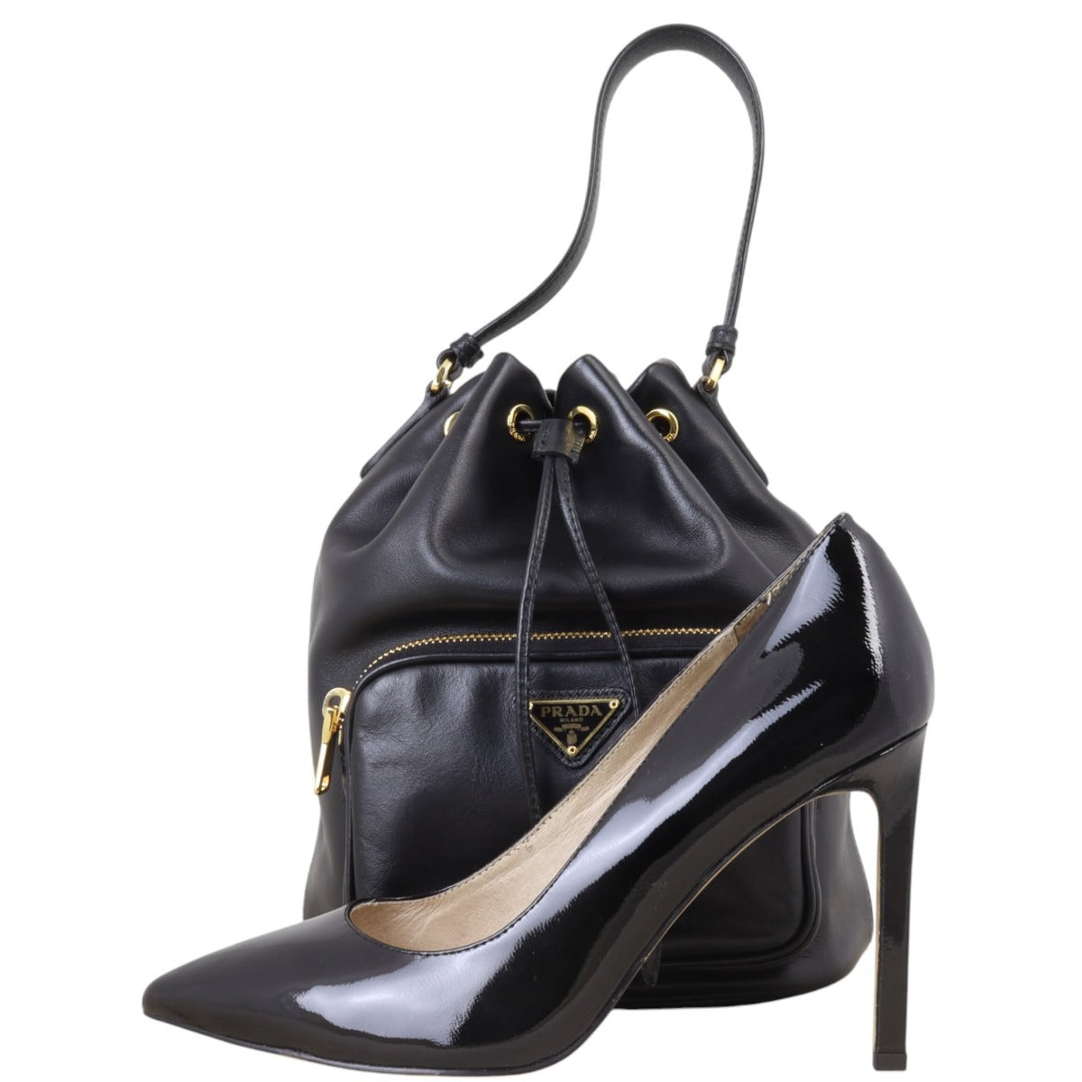 Prada Duet Leather Bucket Bag