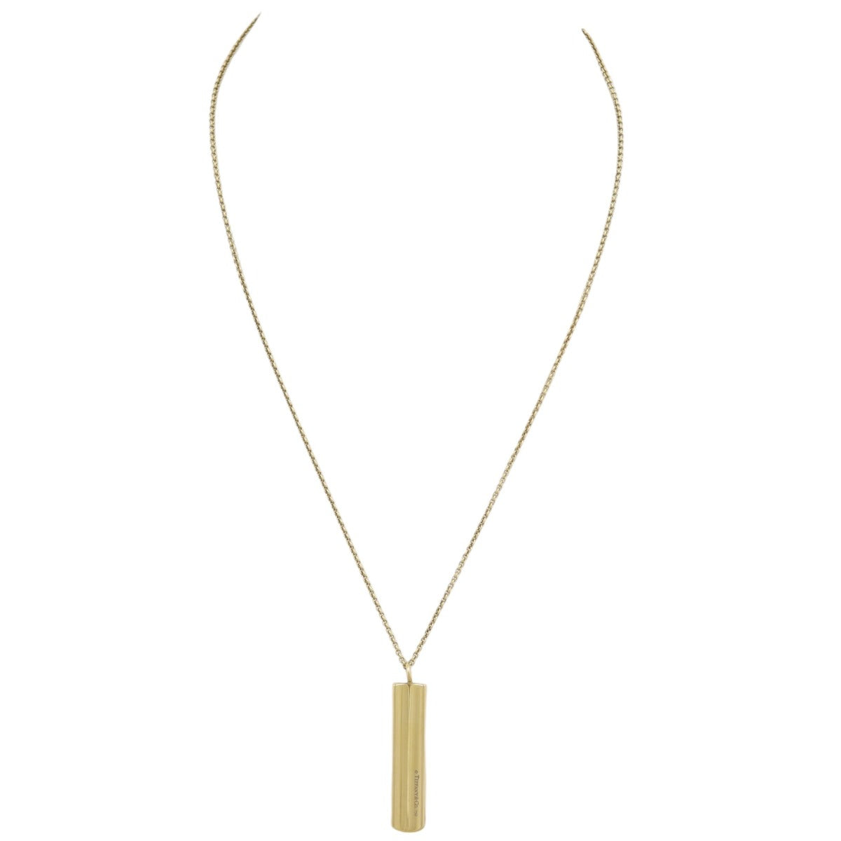Tiffany & Co 1837 18k Yellow Gold Bar Pendant Necklace