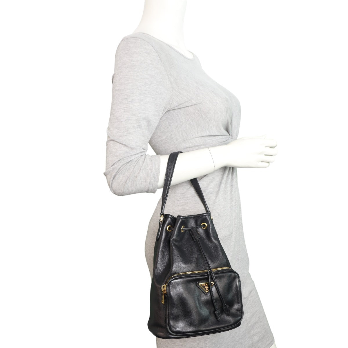 Prada Duet Leather Bucket Bag