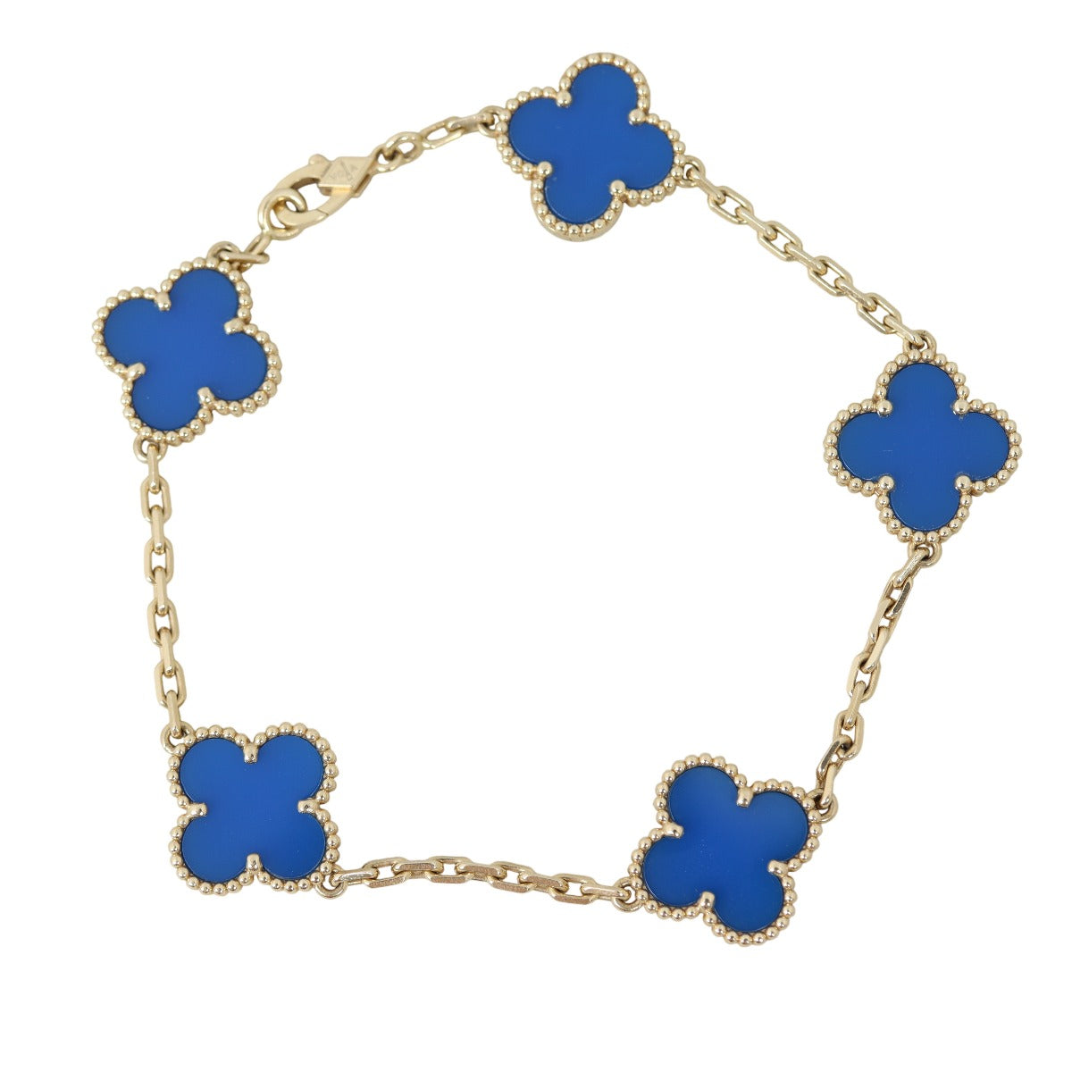 Van Cleef & Arpels Vintage Alhambra 5 Motif Bracelet Blue Agate
