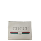 Gucci Logo Print Leather Pouch