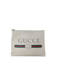 Gucci Logo Print Leather Pouch