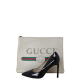 Gucci Logo Print Leather Pouch