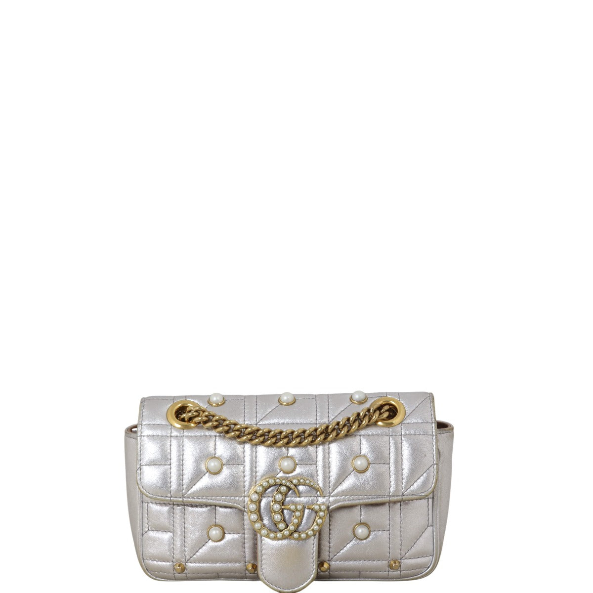 Gucci GG Marmont Matelasse Mini Shoulder Bag Pearl Studded
