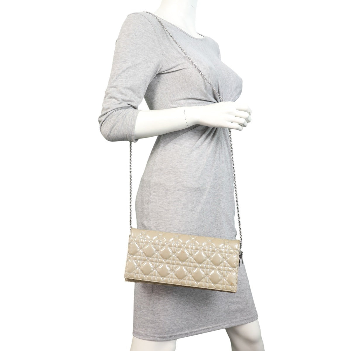 Dior Lady Dior Patent Cannage Pouch