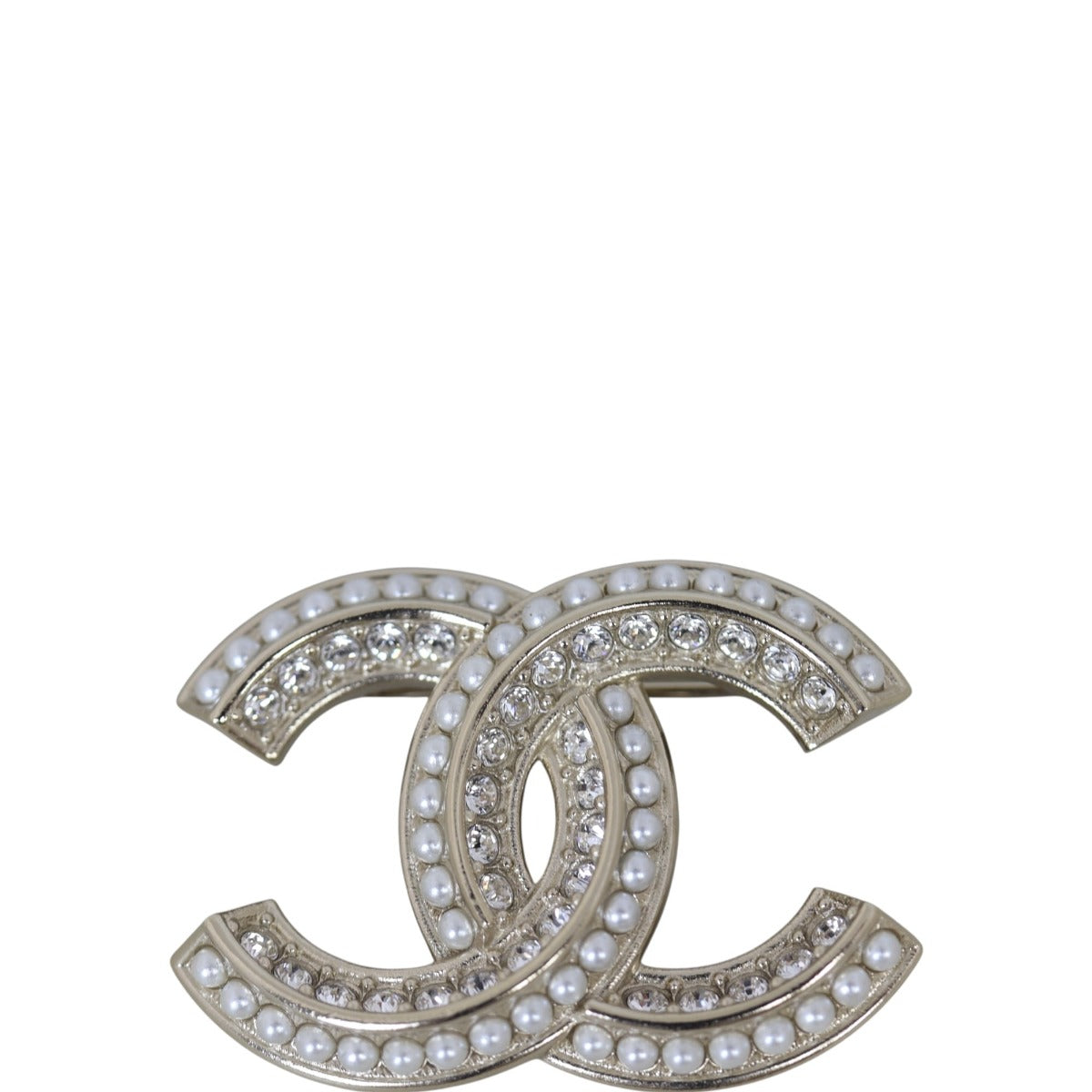 Chanel CC Crystal and Pearl Brooch