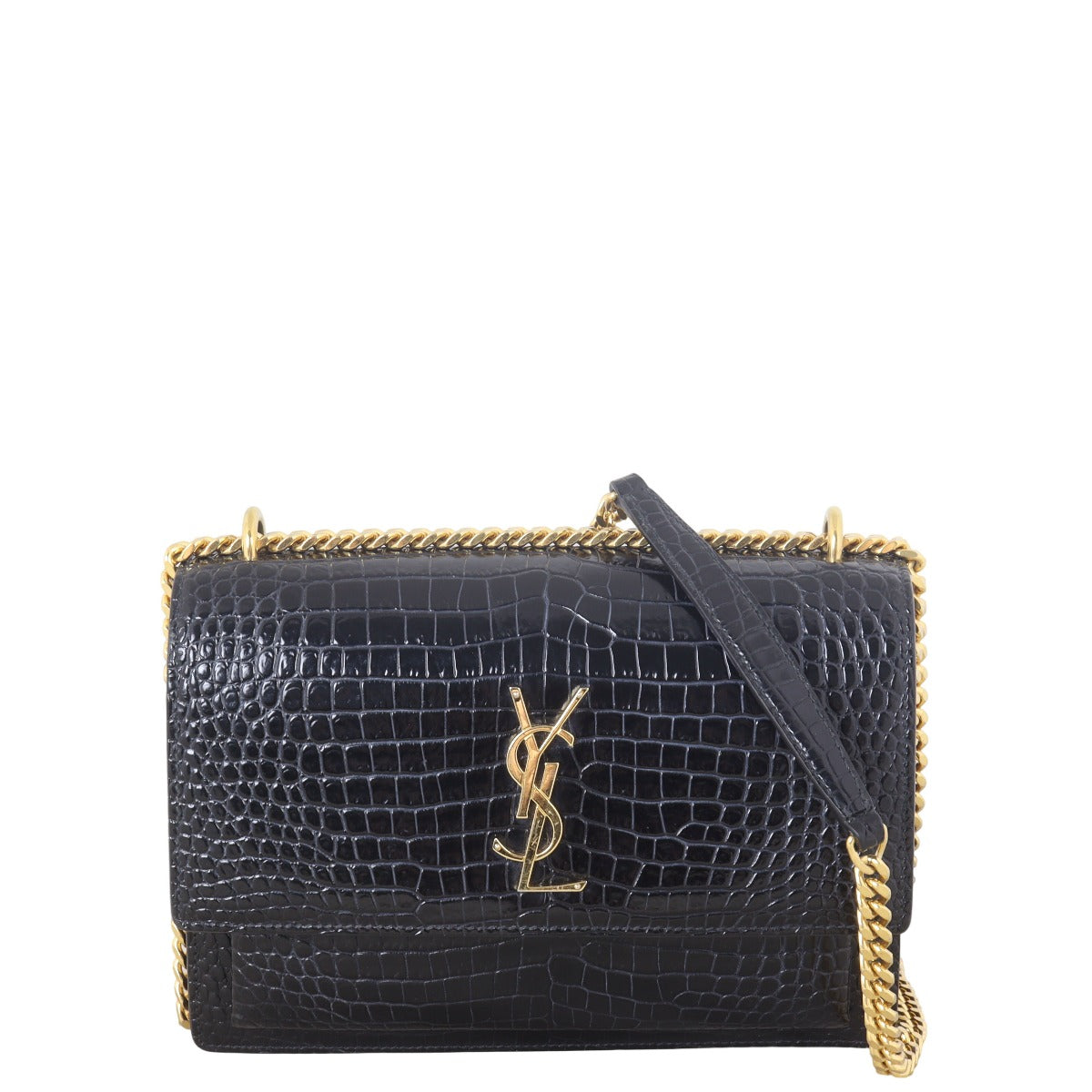 Saint Laurent Sunset Medium Croc-Embossed – Luxe.It.Fwd