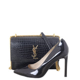 Saint Laurent Sunset Medium Croc-Embossed