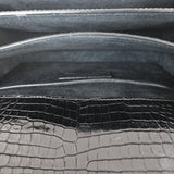 Saint Laurent Sunset Medium Croc-Embossed