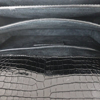 Saint Laurent Sunset Medium Croc-Embossed