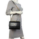 Saint Laurent Sunset Medium Croc-Embossed