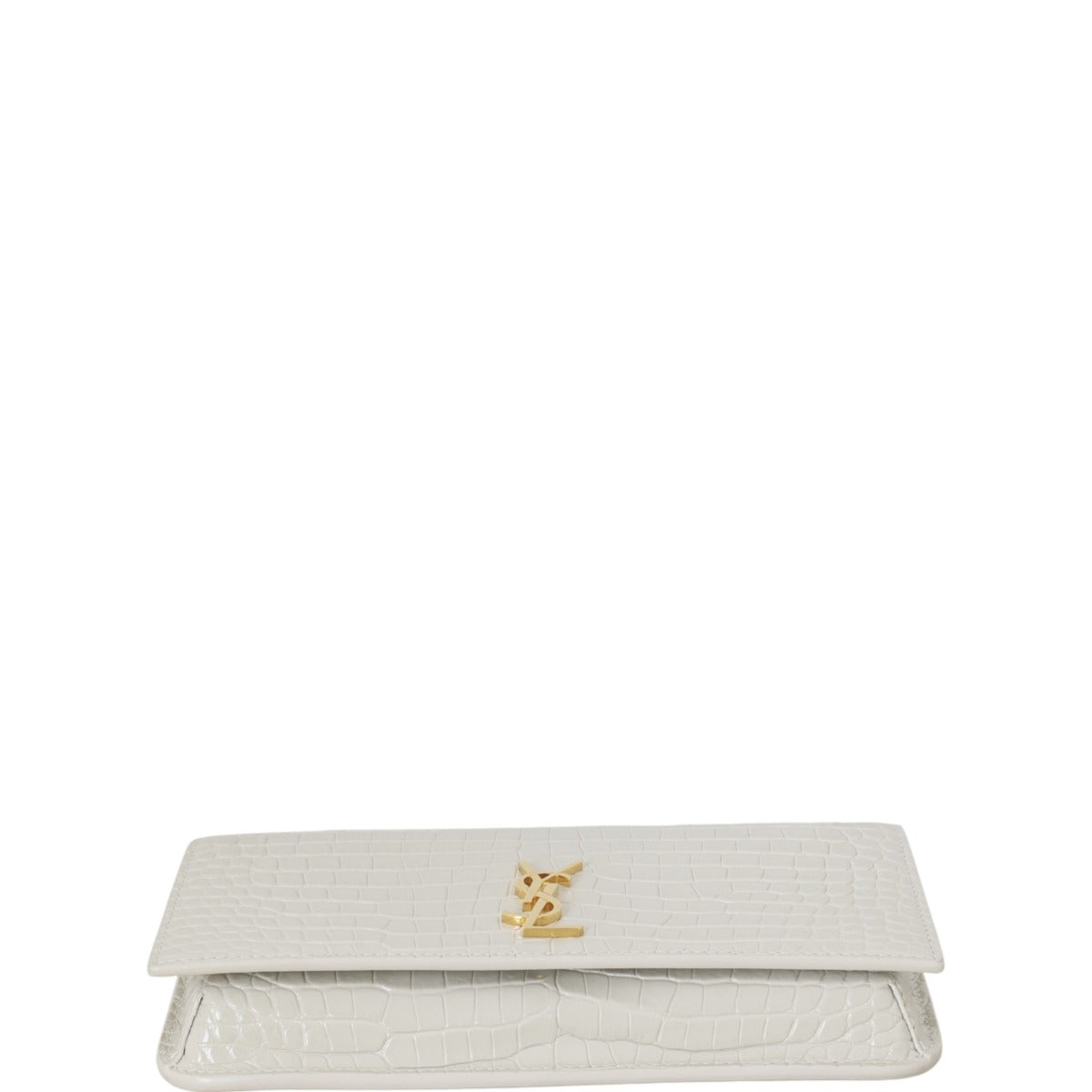 Saint Laurent Cassandre Phone Holder on Chain Croc Embossed