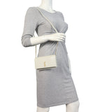 Saint Laurent Cassandre Phone Holder on Chain Croc Embossed