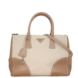 Prada City Calf Canapa Double Zip Tote Medium