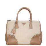 Prada City Calf Canapa Double Zip Tote Medium