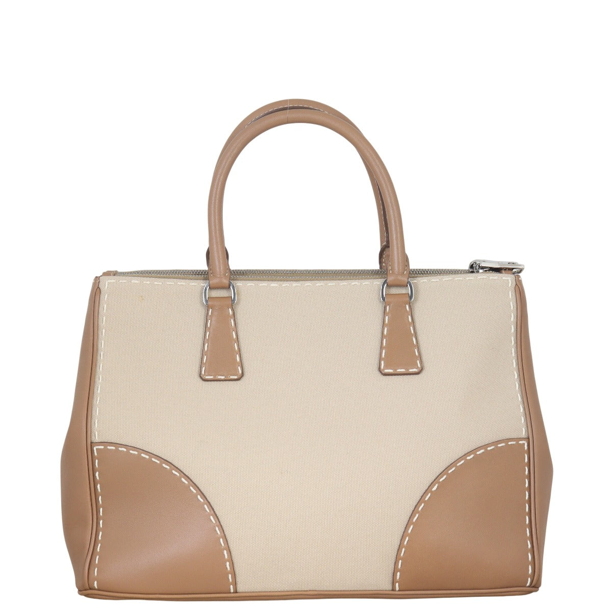 Prada City Calf Canapa Double Zip Tote Medium