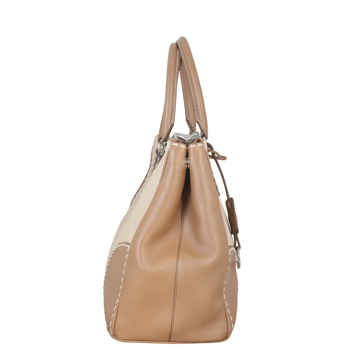 Prada City Calf Canapa Double Zip Tote Medium