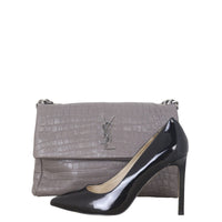 Saint Laurent West Hollywood Croc-Embossed Medium