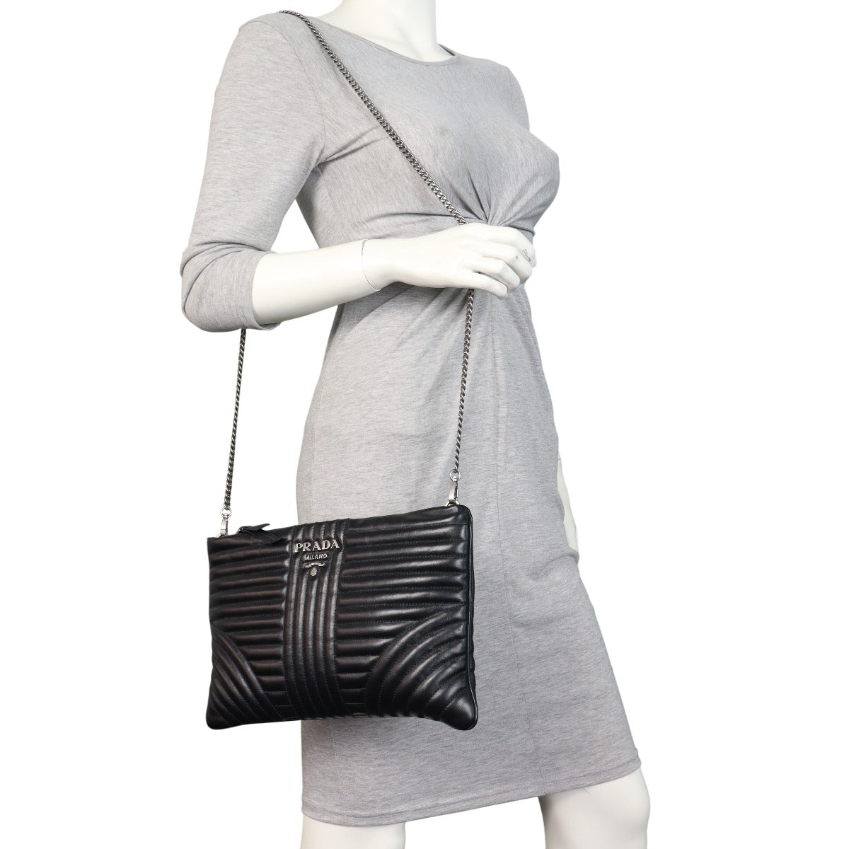 Prada Diagramme Clutch on Chain