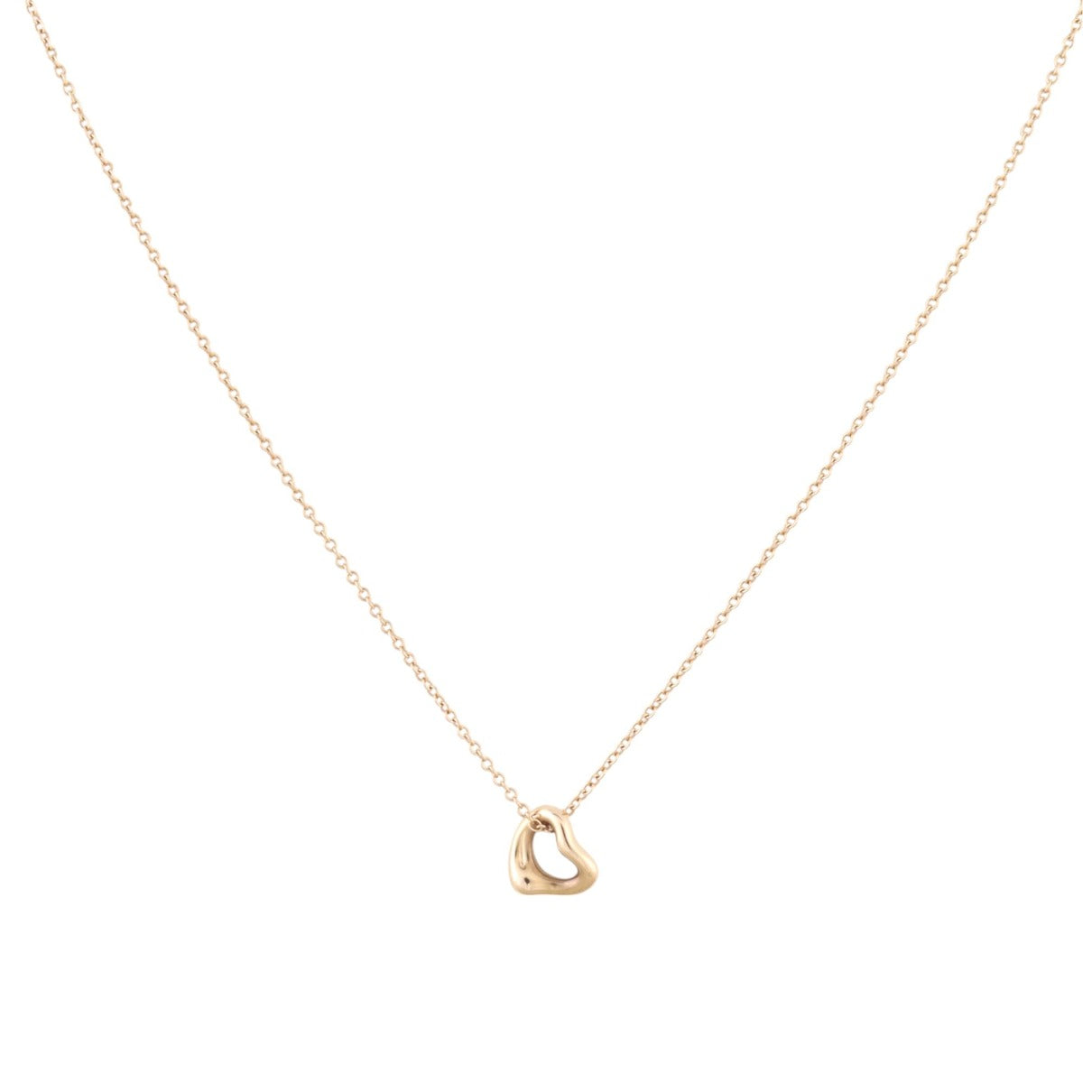 Tiffany & Co Elsa Peretti Open Heart Pendant 18k Rose Gold Necklace