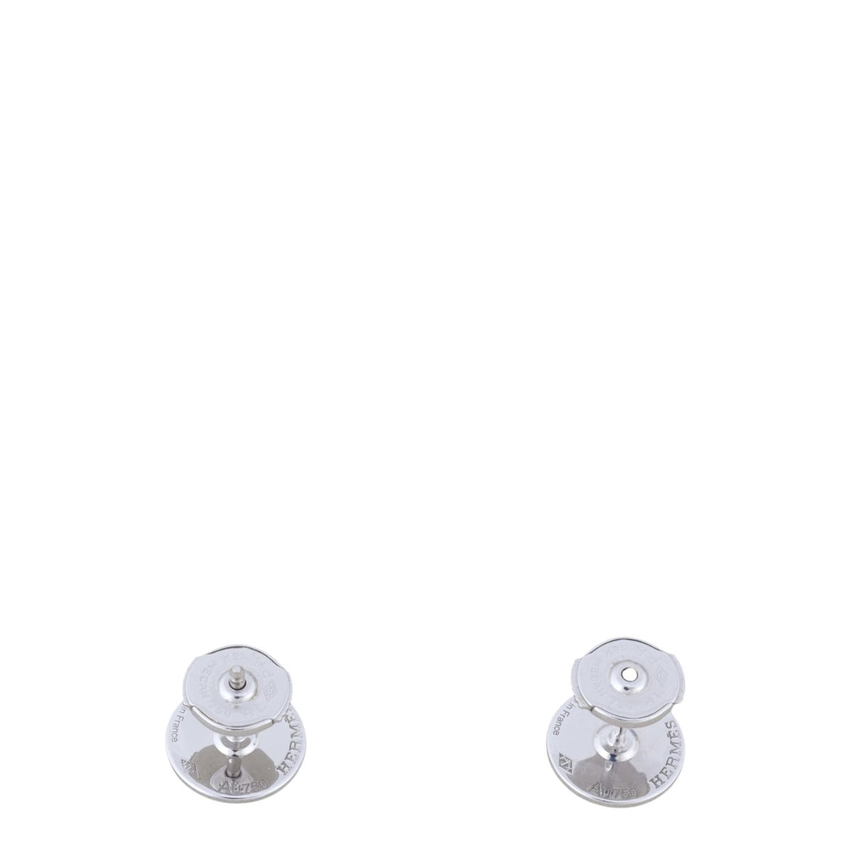 Hermes Gambade Diamond 18k White Gold Stud Earrings