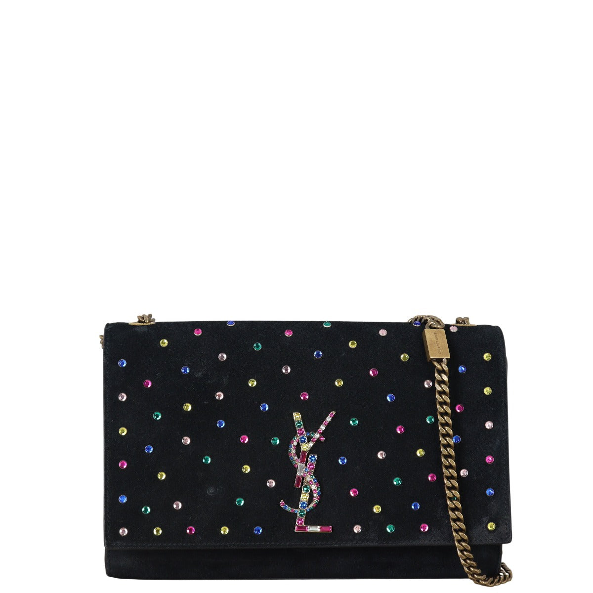 Saint Laurent Kate Chain Bag Medium Suede Crystals