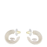Chanel CC Crystal Hoop Earrings