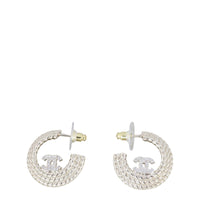 Chanel CC Crystal Hoop Earrings