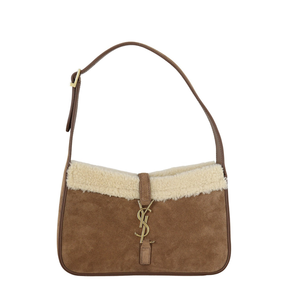 Saint Laurent Le 5 a 7 Hobo Suede Shearling