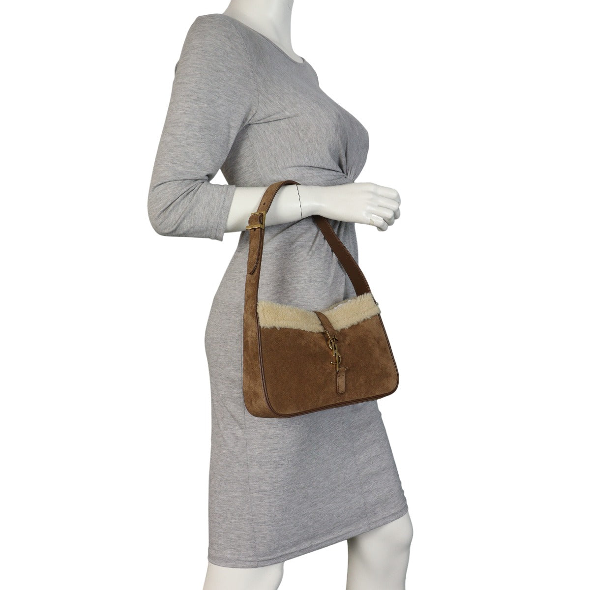 Saint Laurent Le 5 a 7 Hobo Suede Shearling