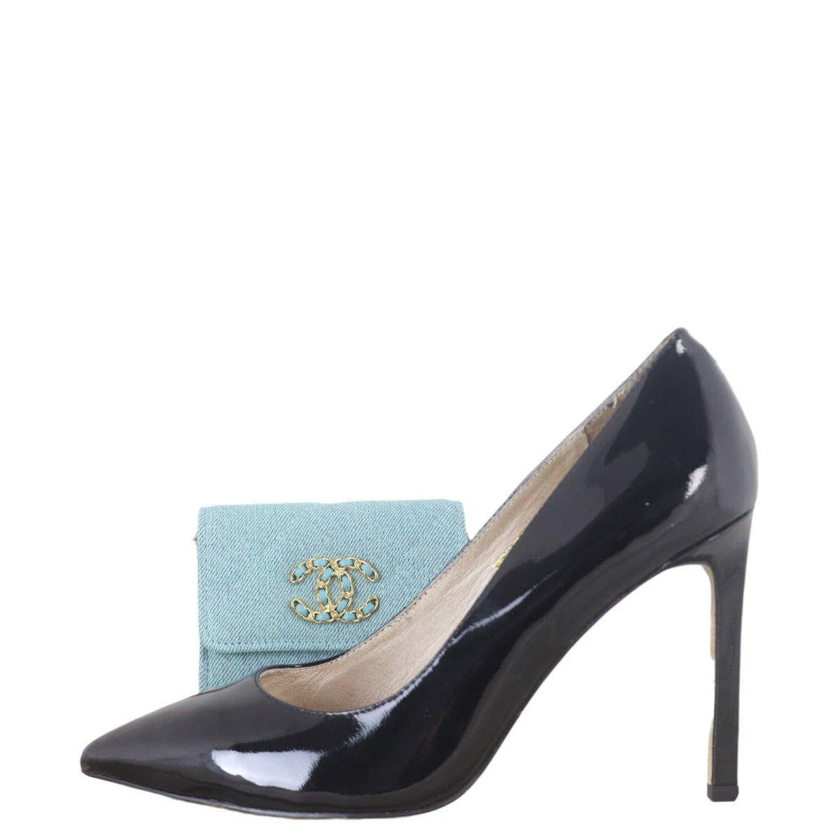 Chanel 19 Flap Card Holder on Chain Denim