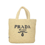 Prada Raffia Logo Tote Small