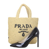 Prada Raffia Logo Tote Small