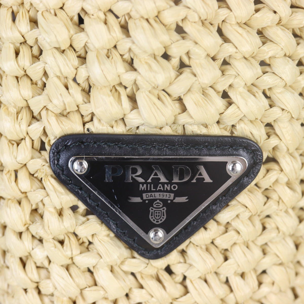 Prada Raffia Logo Tote Small