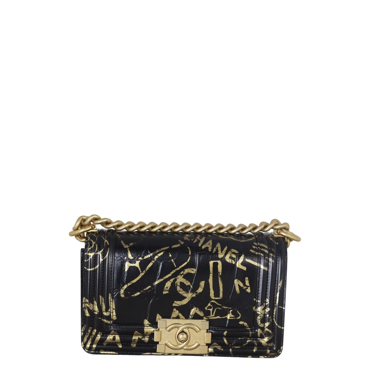 Chanel Boy Small Croc Embossed Graffiti