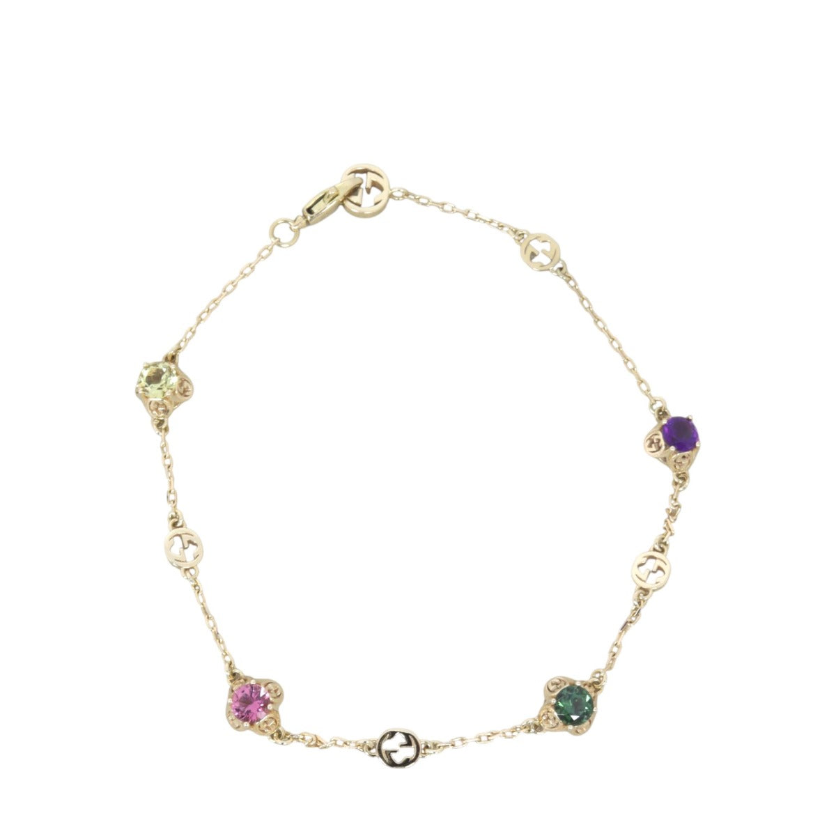 Gucci Interlocking G Gemstone 18k Yellow Gold Bracelet