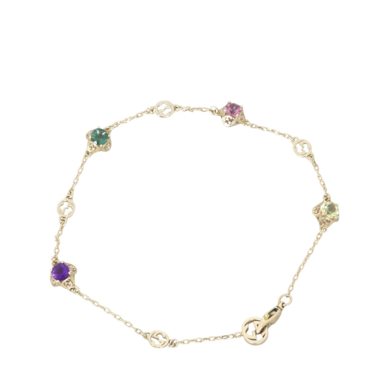 Gucci Interlocking G Gemstone 18k Yellow Gold Bracelet
