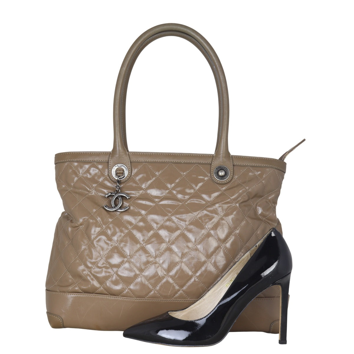 Chanel CC Patent Canvas Tote