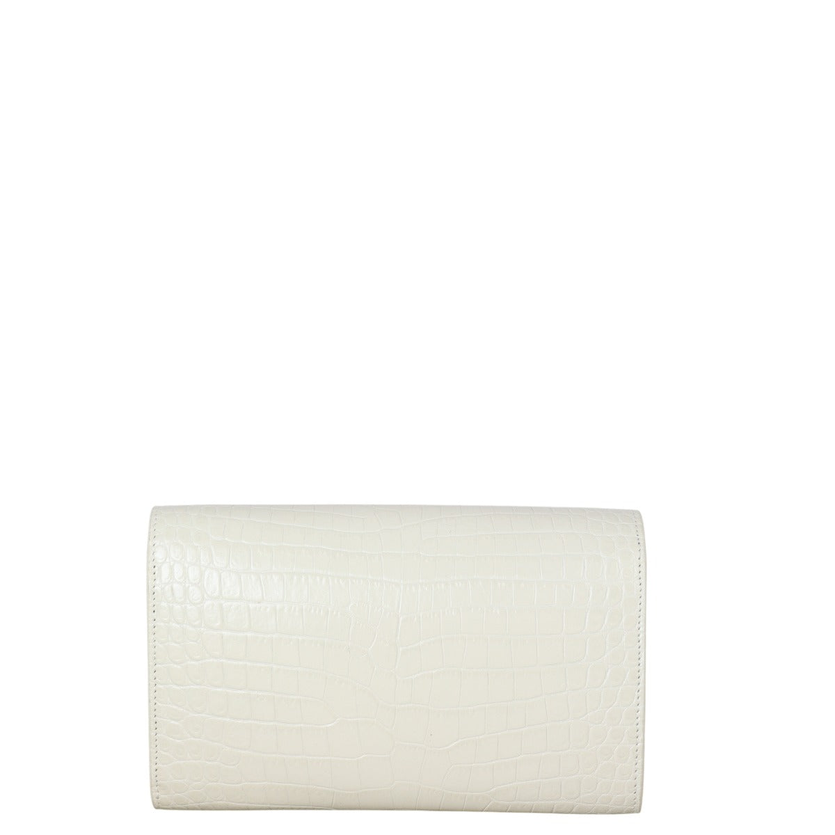 Saint Laurent Uptown Chain Wallet Croc-Embossed