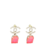 Chanel Crystal CC Gem Drop Earrings