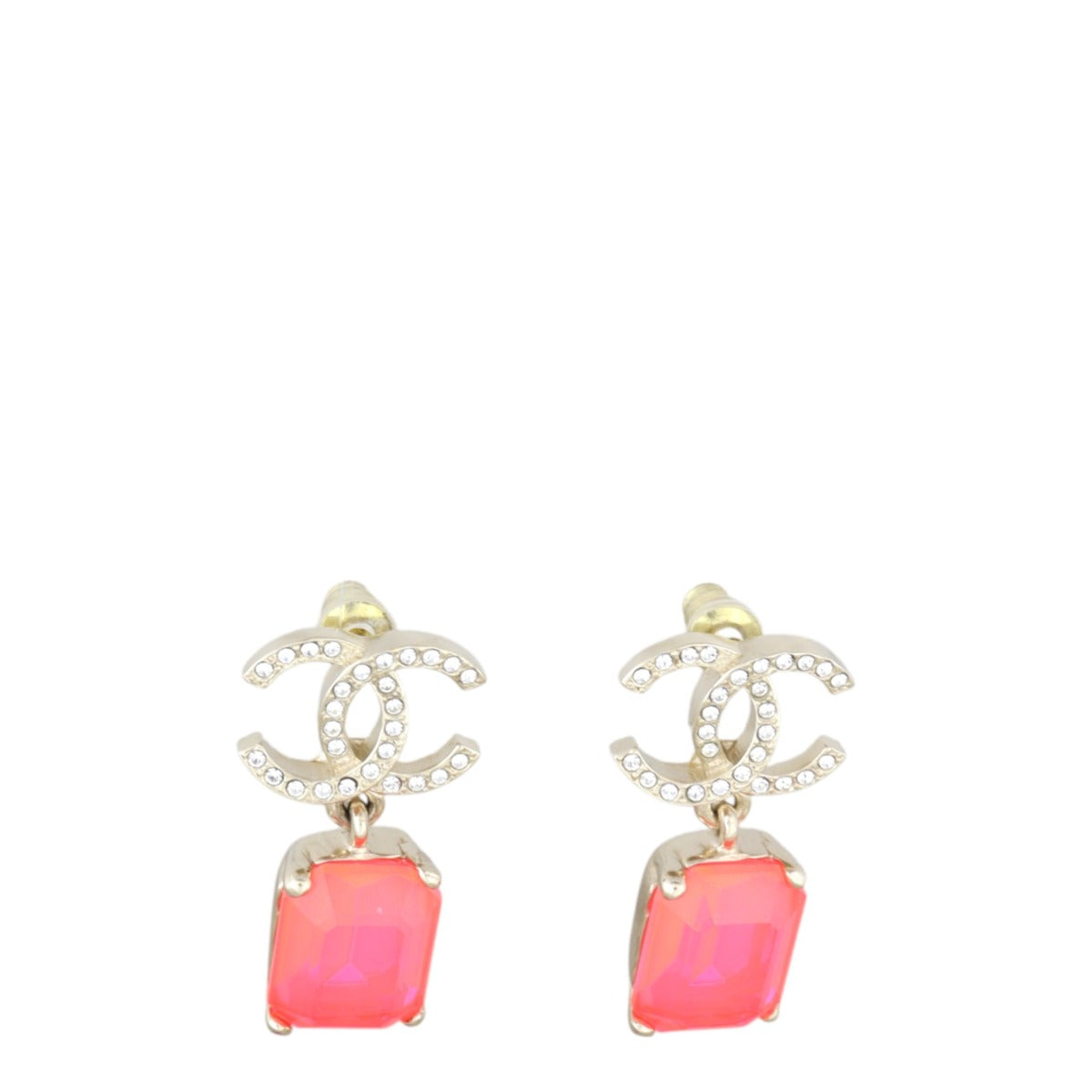 Chanel Crystal CC Gem Drop Earrings