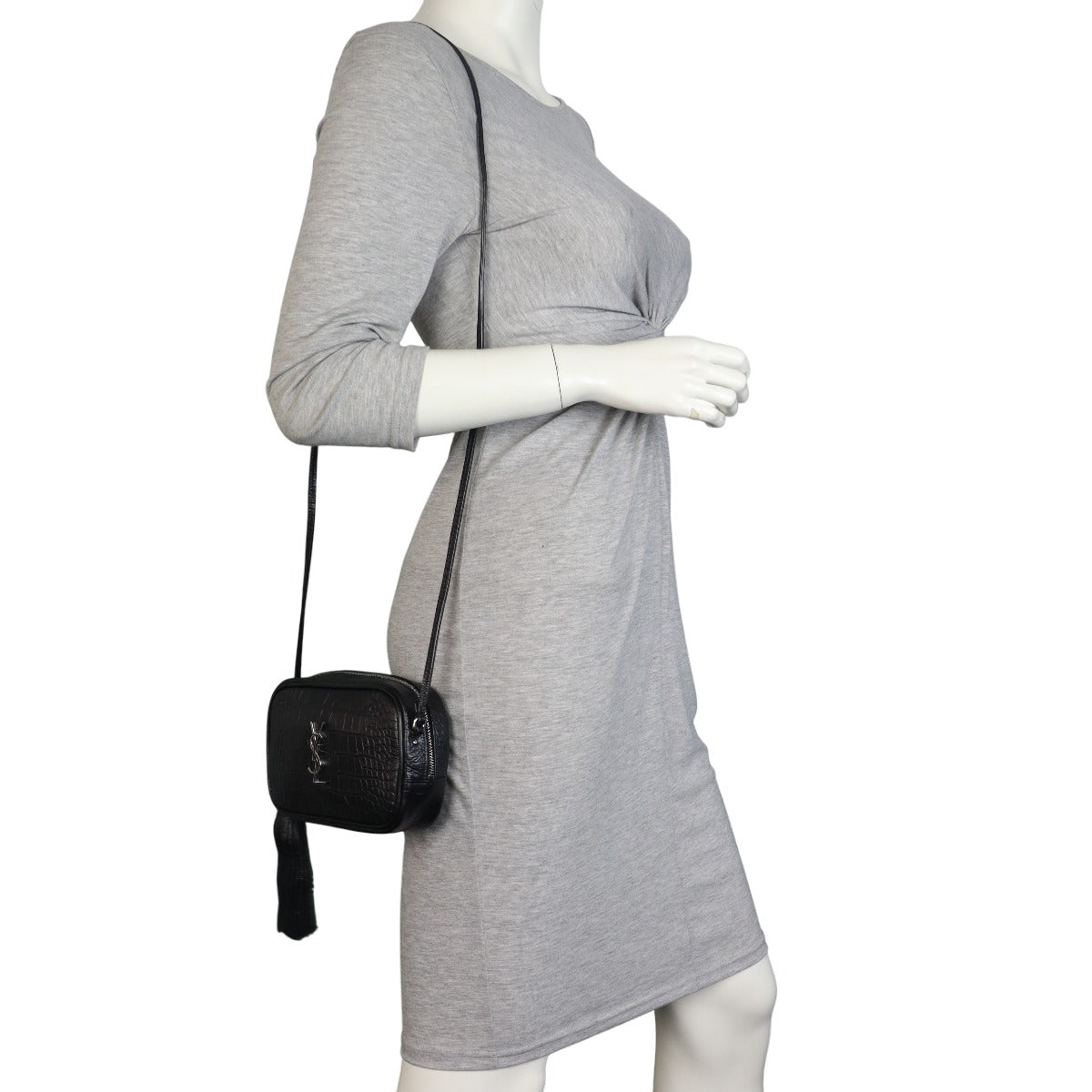 Saint Laurent Lou Mini Camera Bag Croc-Embossed