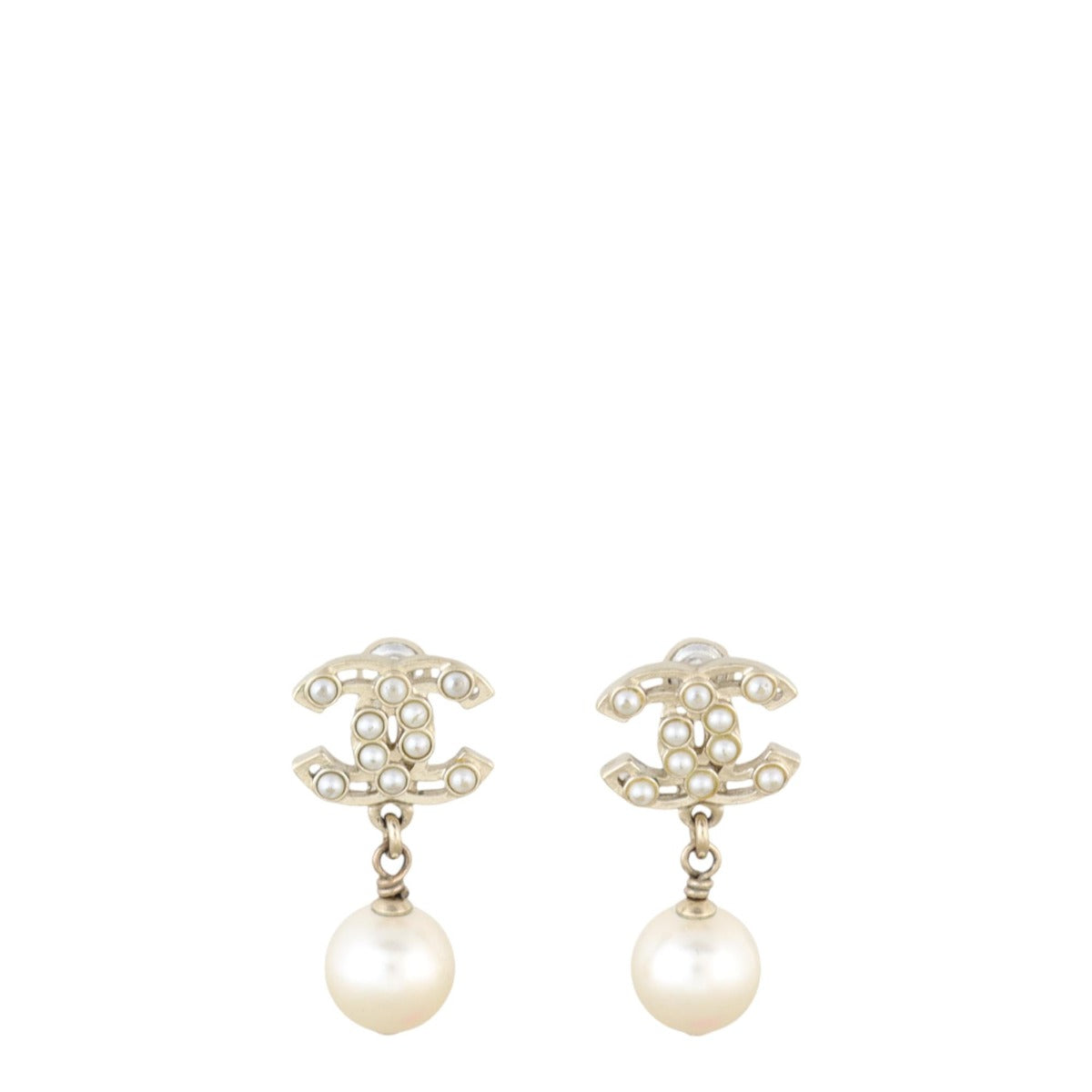 Chanel CC Pearl Drop Earrings
