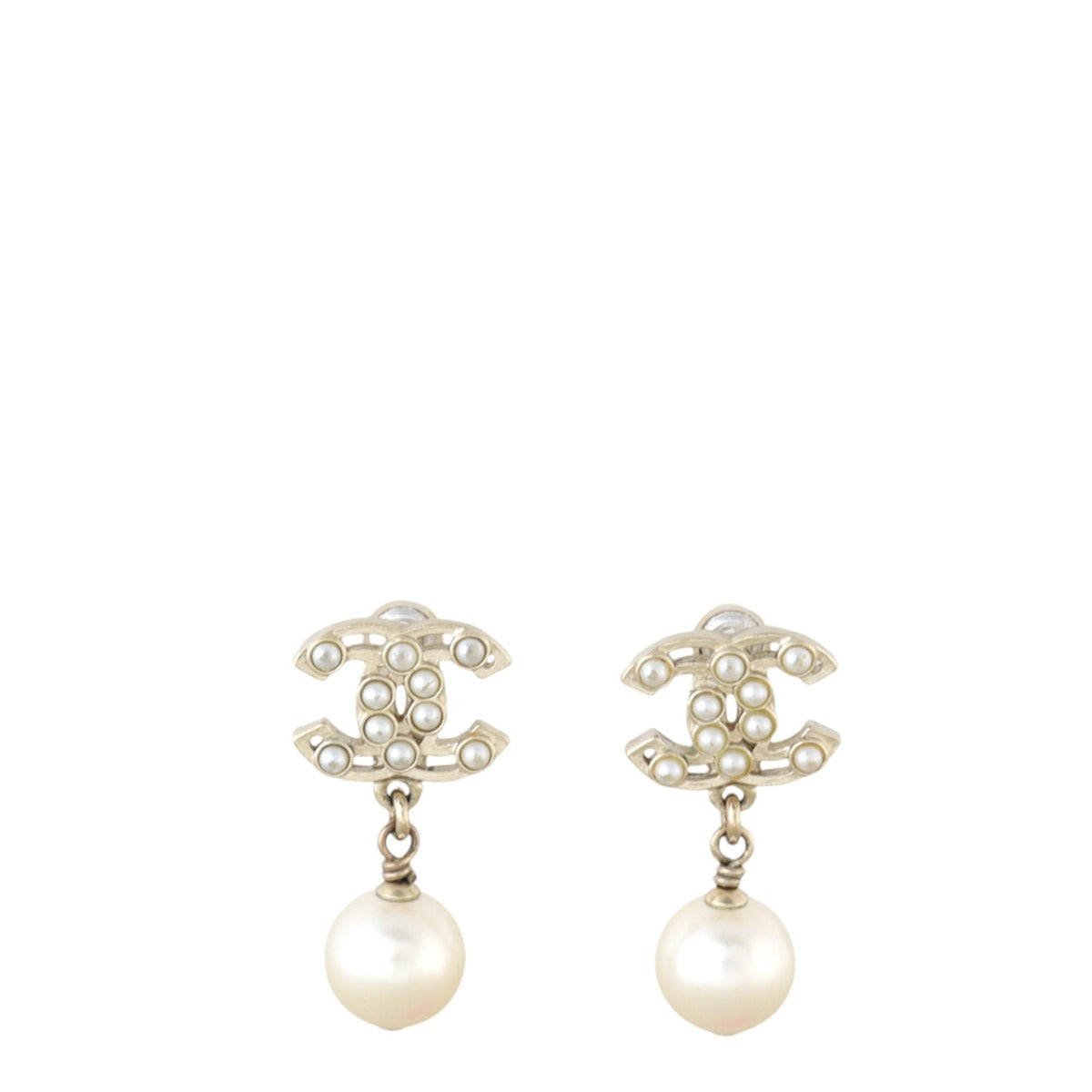 Chanel CC Pearl Drop Earrings