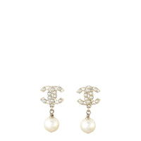 Chanel CC Pearl Drop Earrings