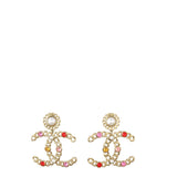 Chanel CC Pearl Crystal Chain Drop Earrings