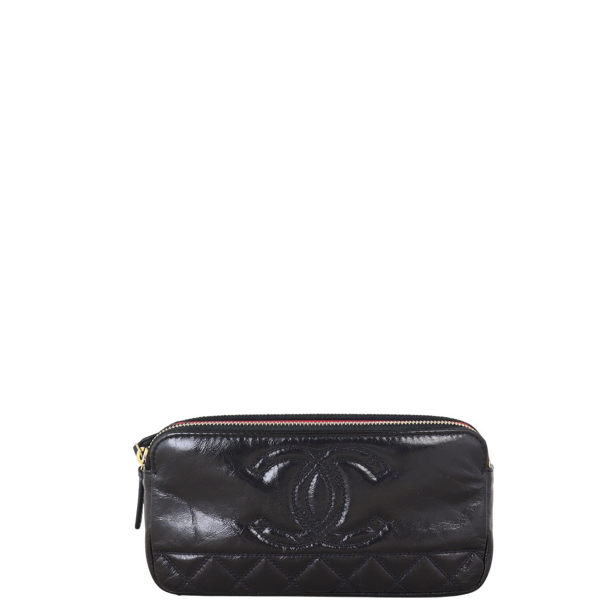 Chanel CC Double Zip Clutch with Chain