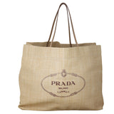 Prada Logo Raffia Tote